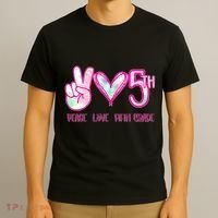 Peace Love Fifth-Grade Funny Cute T-Shirt thumb 3