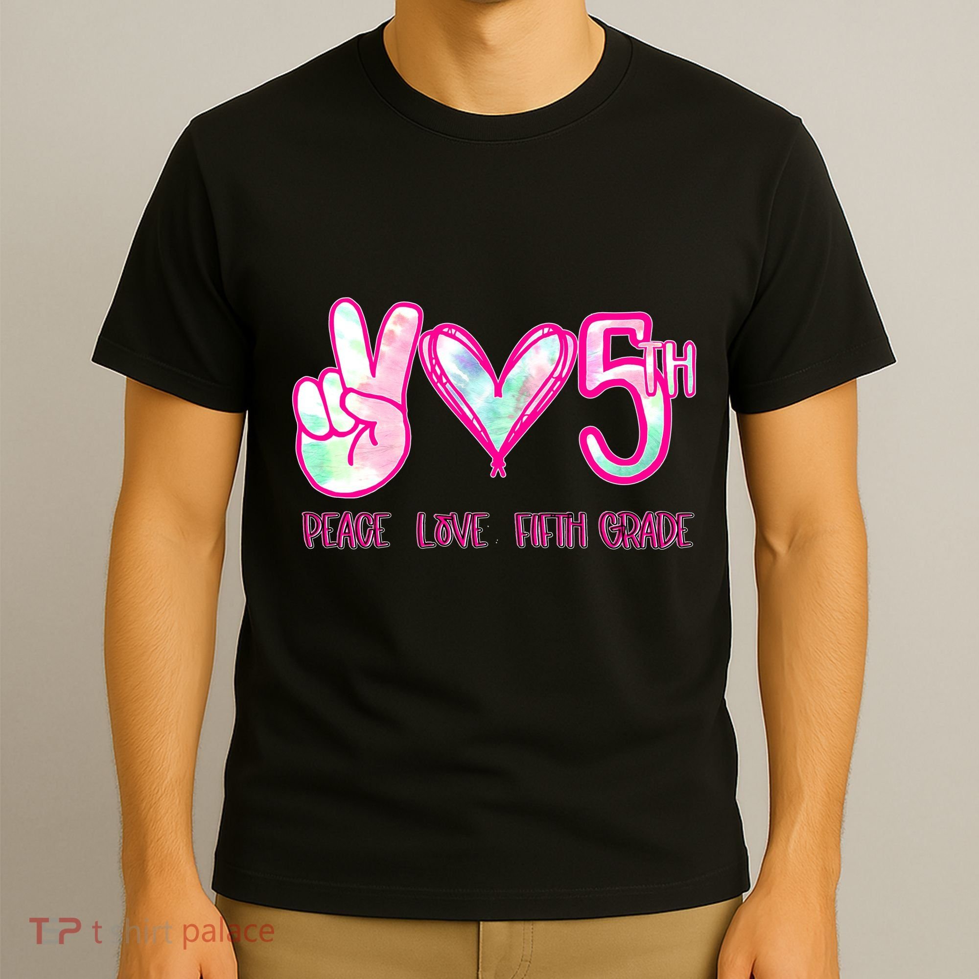 Peace Love Fifth-Grade Funny Cute T-Shirt