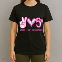 Peace Love Fifth-Grade Funny Cute T-Shirt thumb 4
