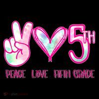 Peace Love Fifth-Grade Funny Cute Button thumb 1