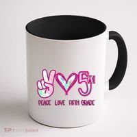 Peace Love Fifth-Grade Funny Cute Coffee Mug thumb 1