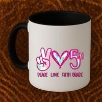 Peace Love Fifth-Grade Funny Cute Coffee Mug thumb 2