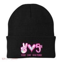 Peace Love Fifth-Grade Funny Cute Beanie thumb 0