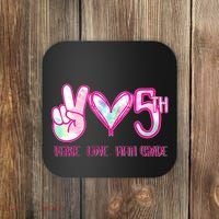 Peace Love Fifth-Grade Funny Cute Coaster thumb 0