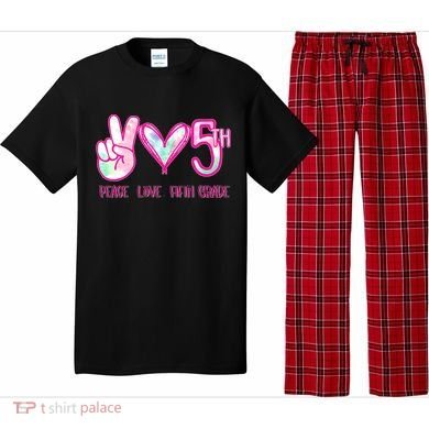 Peace Love Fifth-Grade Funny Cute Pajama Set
