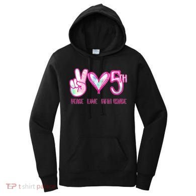 Peace Love Fifth-Grade Funny Cute Women's Hoodie