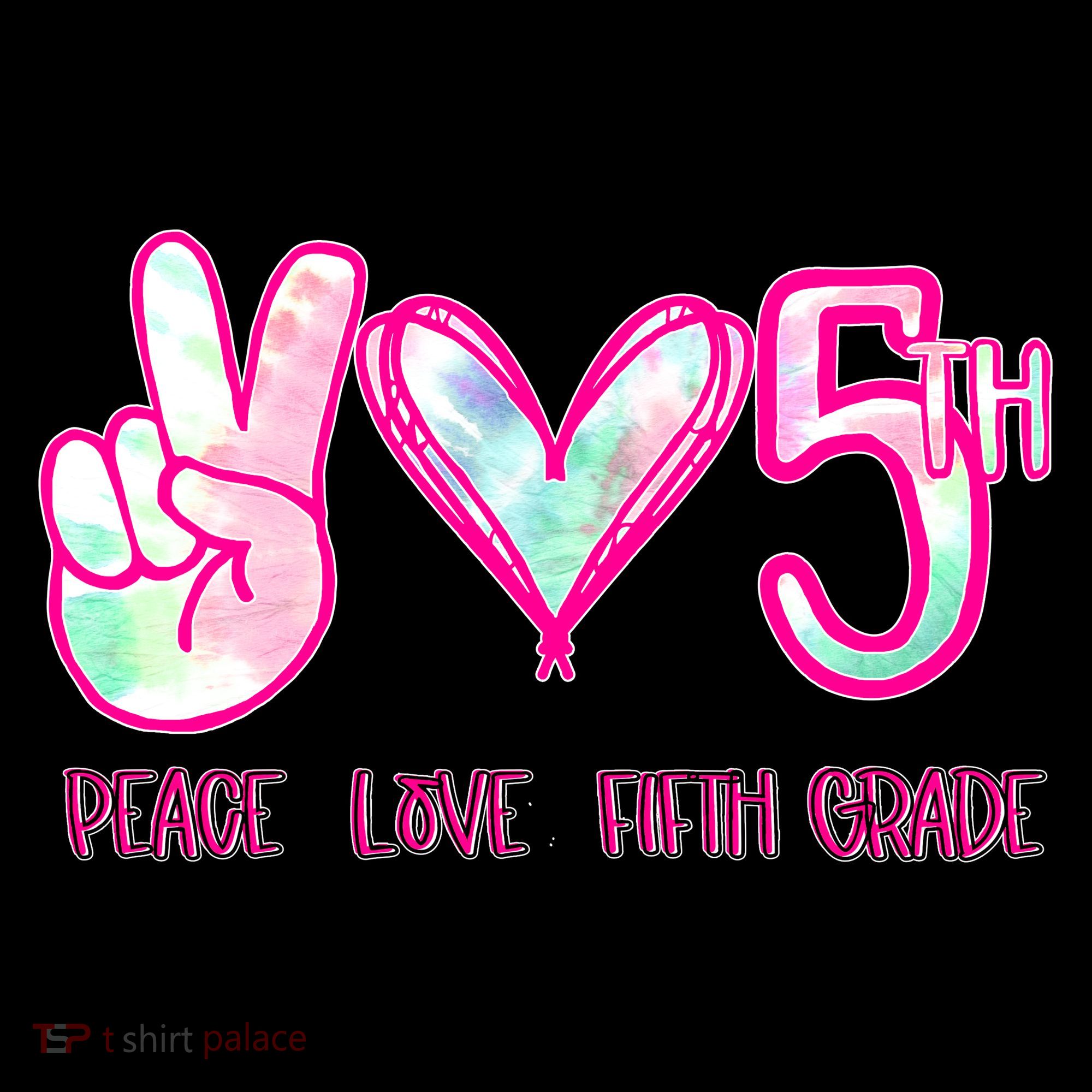 Peace Love Fifth-Grade Funny Cute Women's Hoodie