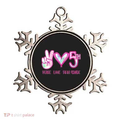 Peace Love Fifth-Grade Funny Cute Ornament