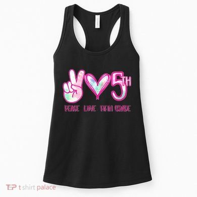 Peace Love Fifth-Grade Funny Cute Women's Tank Top