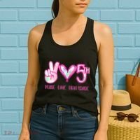 Peace Love Fifth-Grade Funny Cute Women's Tank Top thumb 2