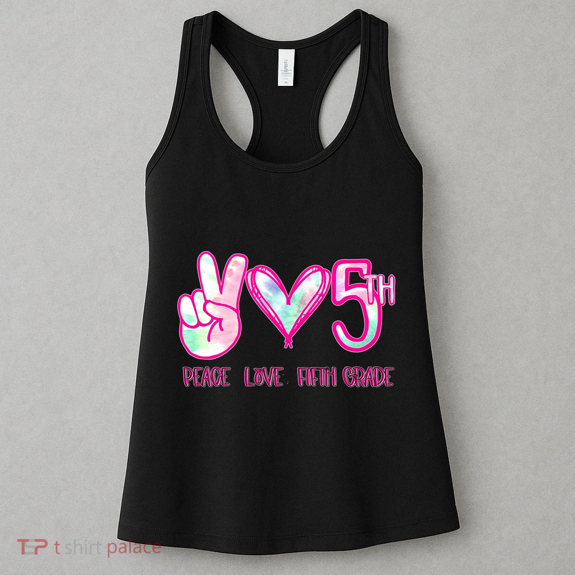Peace Love Fifth-Grade Funny Cute Women's Tank Top