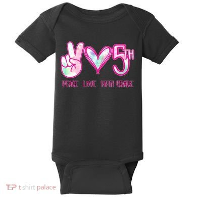 Peace Love Fifth-Grade Funny Cute Baby Bodysuit