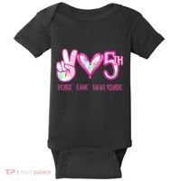 Peace Love Fifth-Grade Funny Cute Baby Bodysuit thumb 0