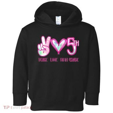 Peace Love Fifth-Grade Funny Cute Toddler Hoodie