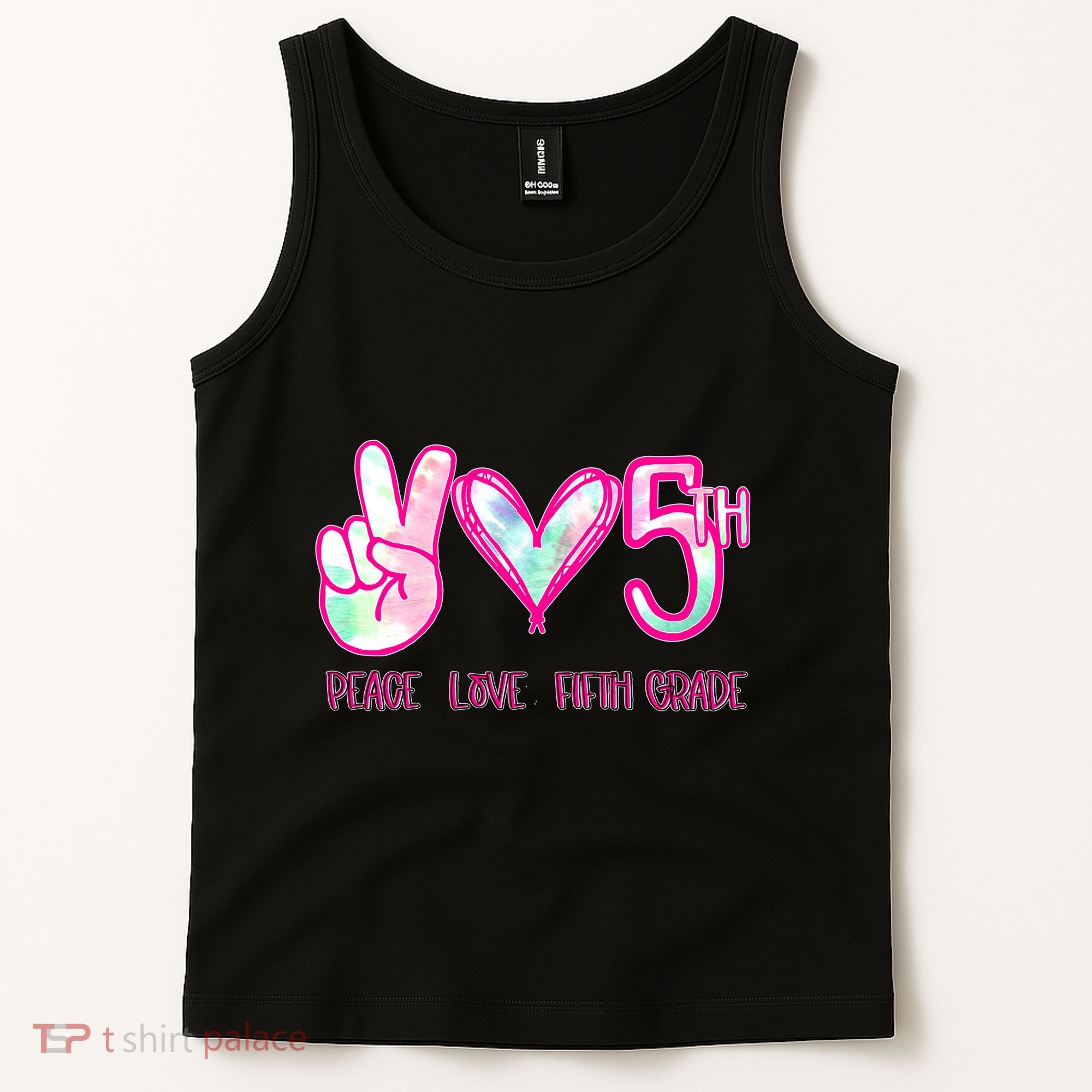 Peace Love Fifth-Grade Funny Cute Tank Top