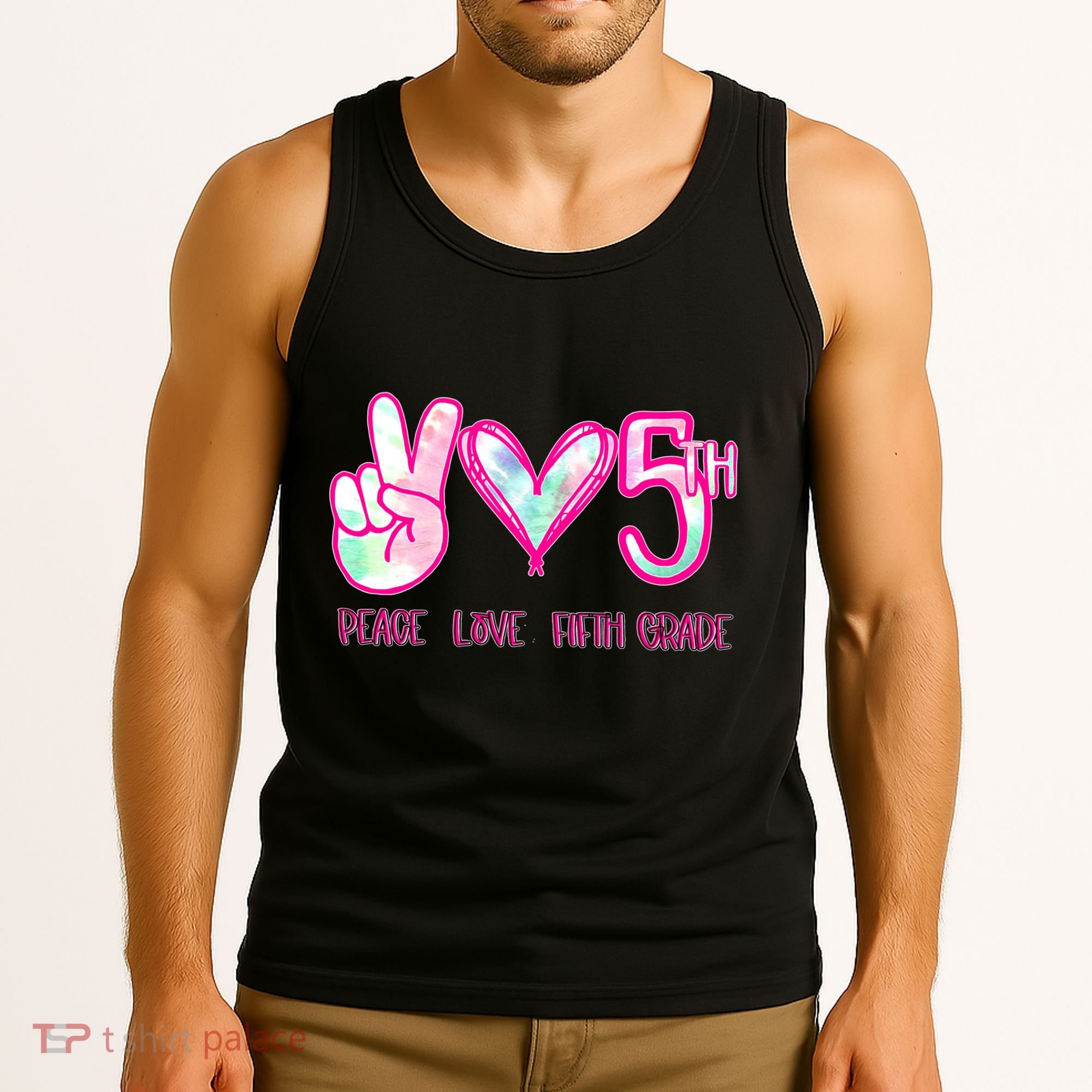 Peace Love Fifth-Grade Funny Cute Tank Top