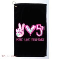 Peace Love Fifth-Grade Funny Cute Golf Towel thumb 0
