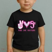 Peace Love Fifth-Grade Funny Cute Toddler T-Shirt thumb 2