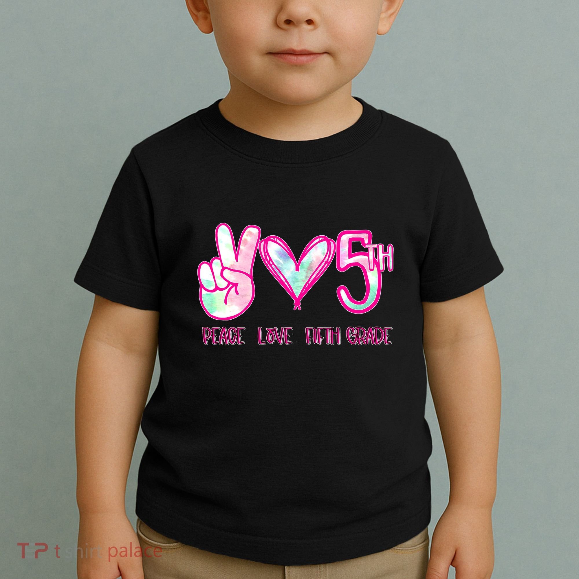 Peace Love Fifth-Grade Funny Cute Toddler T-Shirt