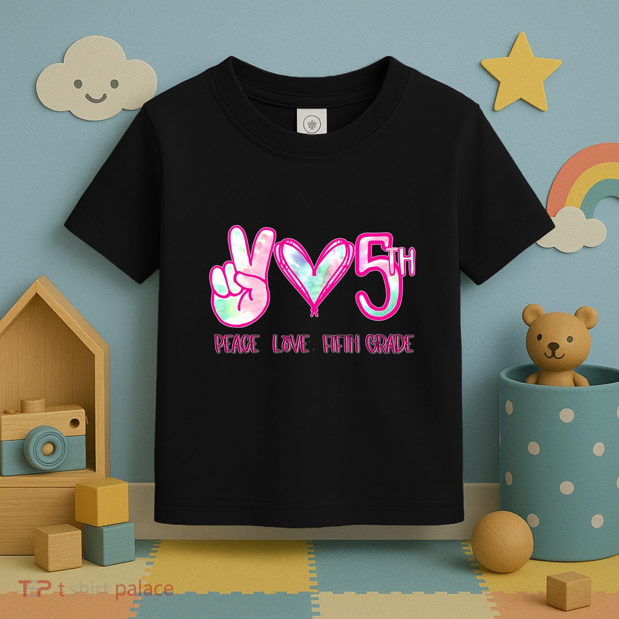 Peace Love Fifth-Grade Funny Cute Toddler T-Shirt