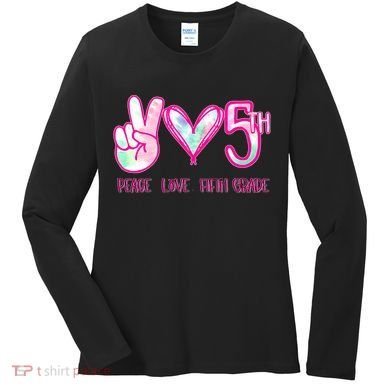 Peace Love Fifth-Grade Funny Cute Women's Long Sleeve Shirt