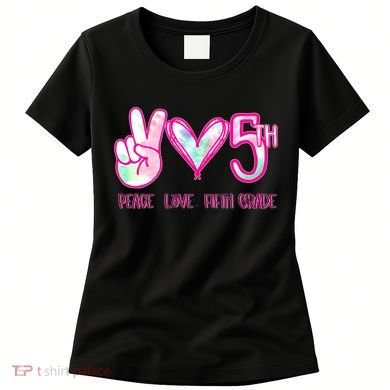 Peace Love Fifth-Grade Funny Cute Women's T-Shirt
