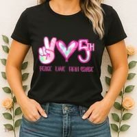 Peace Love Fifth-Grade Funny Cute Women's T-Shirt thumb 2