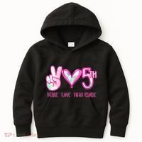 Peace Love Fifth-Grade Funny Cute Kids Hoodie thumb 0