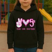 Peace Love Fifth-Grade Funny Cute Kids Hoodie thumb 3