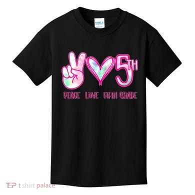 Peace Love Fifth-Grade Funny Cute Kids T-Shirt
