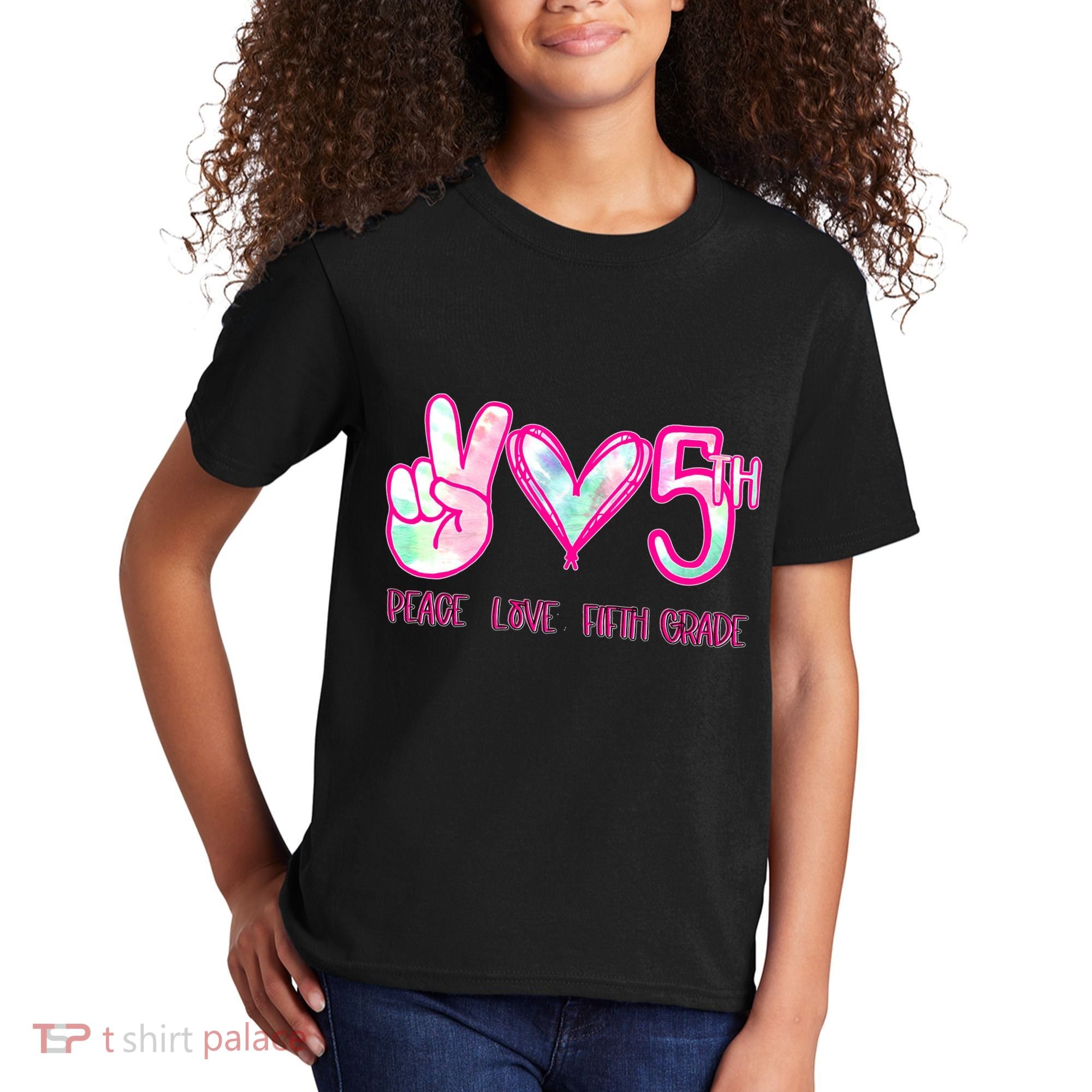Peace Love Fifth-Grade Funny Cute Kids T-Shirt