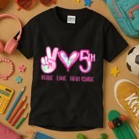 Peace Love Fifth-Grade Funny Cute Kids T-Shirt thumb 3