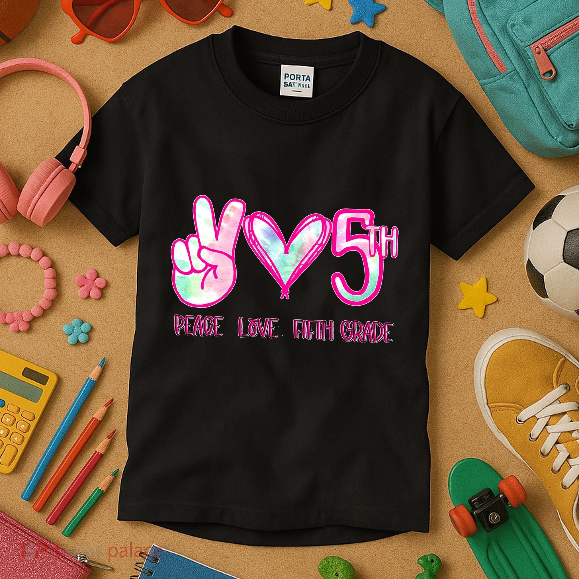 Peace Love Fifth-Grade Funny Cute Kids T-Shirt