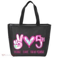 Peace Love Fifth-Grade Funny Cute Tote Bag thumb 0
