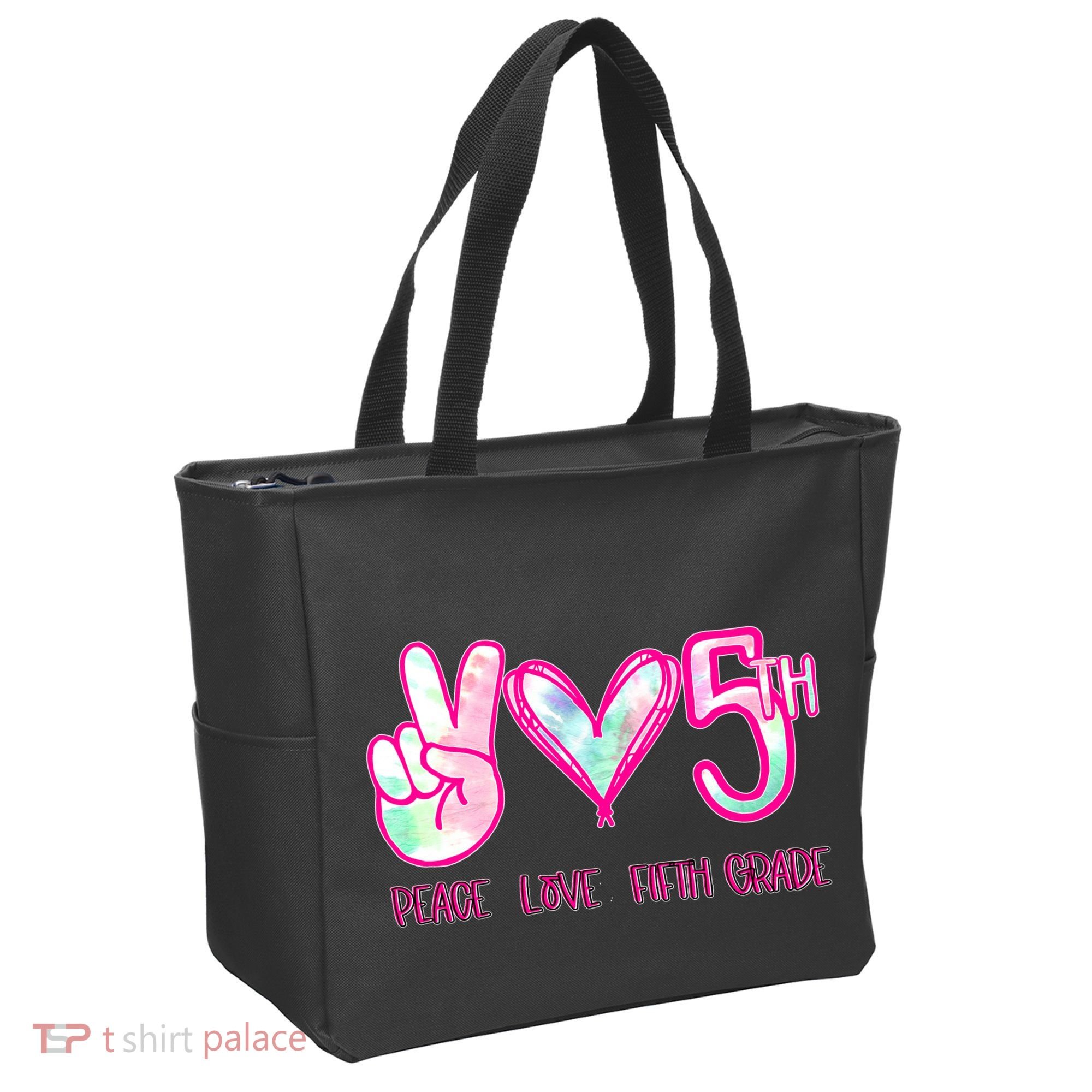 Peace Love Fifth-Grade Funny Cute Tote Bag