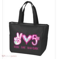 Peace Love Fifth-Grade Funny Cute Tote Bag thumb 3