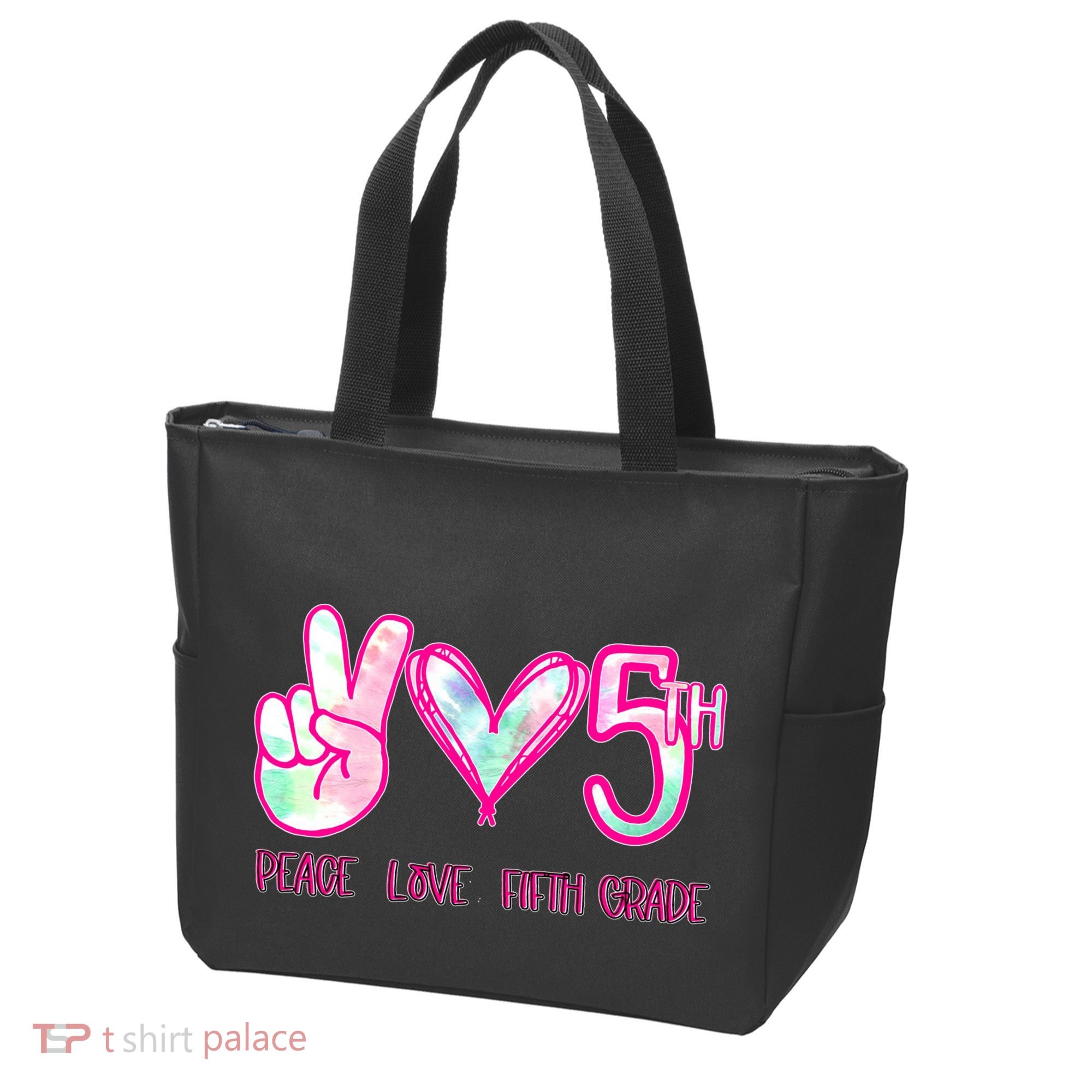 Peace Love Fifth-Grade Funny Cute Tote Bag