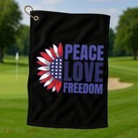Peace Love Freedom Golf Towel thumb 1