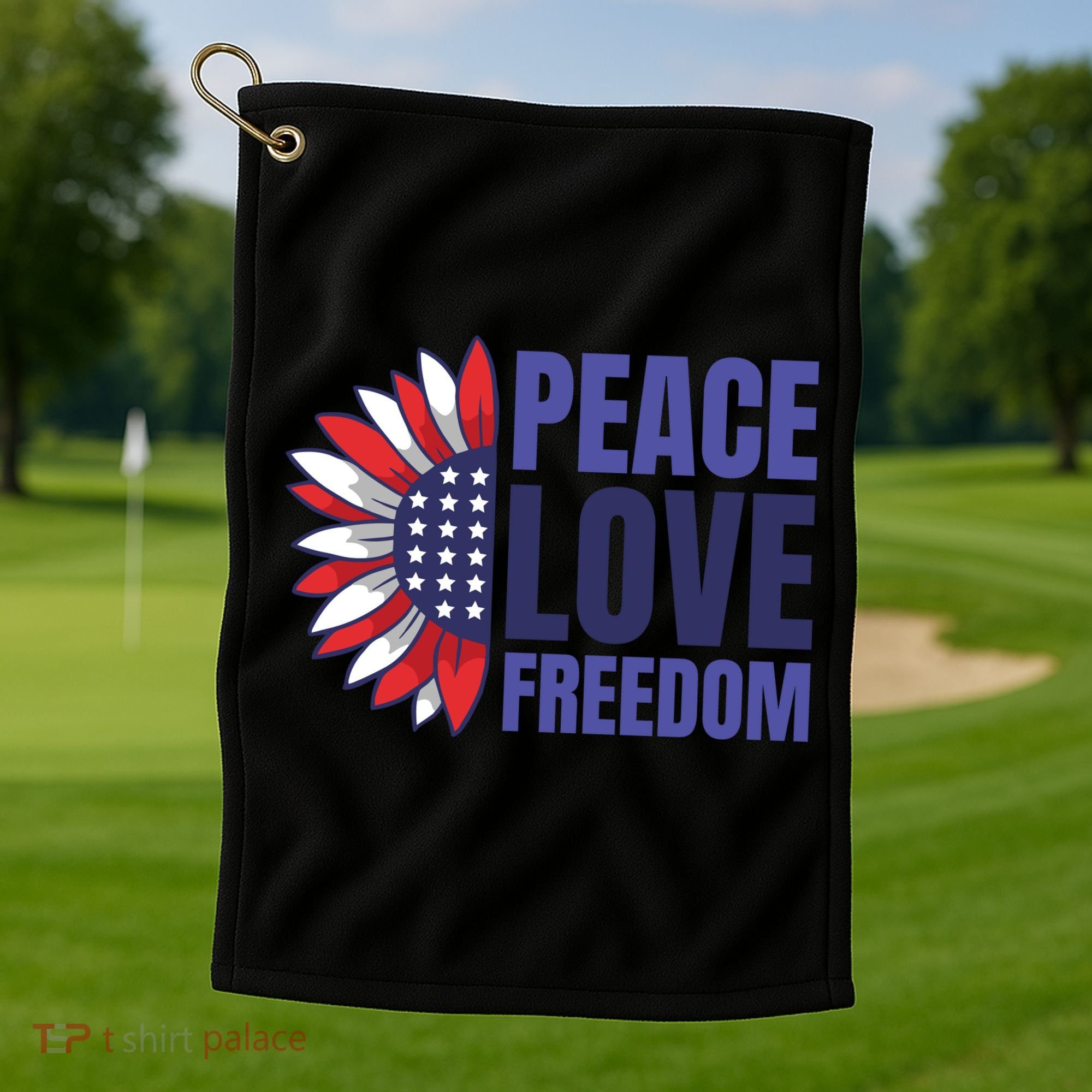 Peace Love Freedom Golf Towel