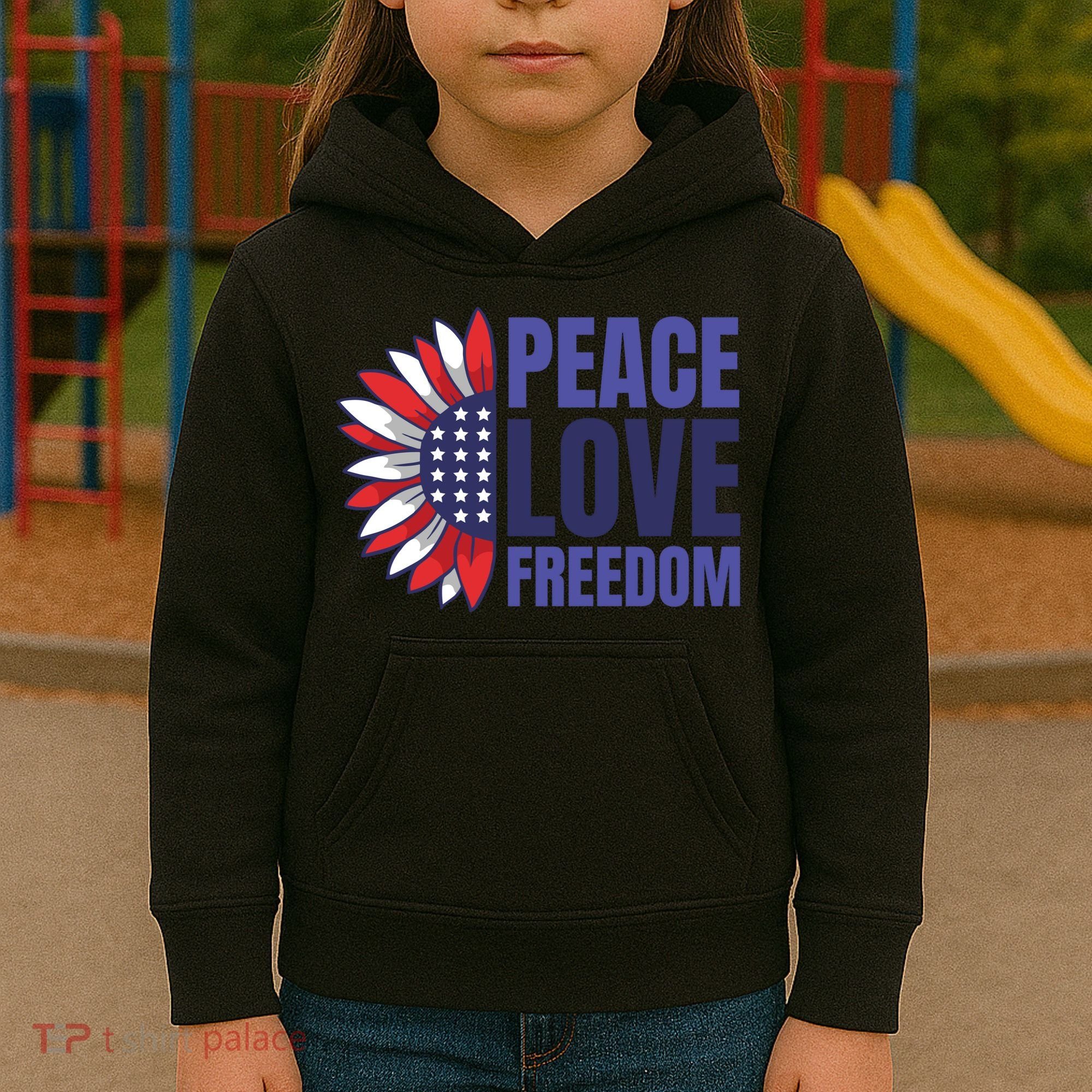 Peace Love Freedom Kids Hoodie