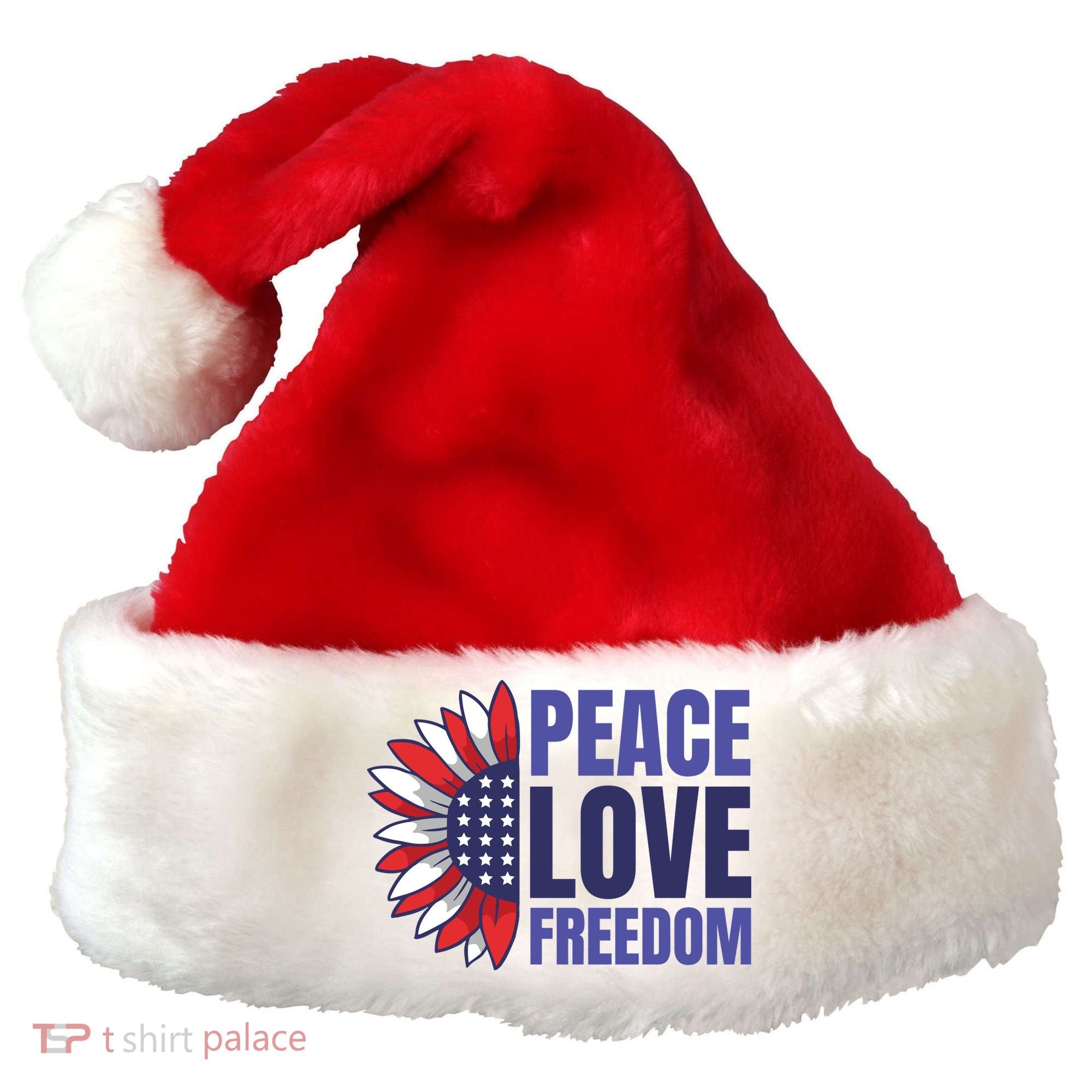 Peace Love Freedom Santa Hat