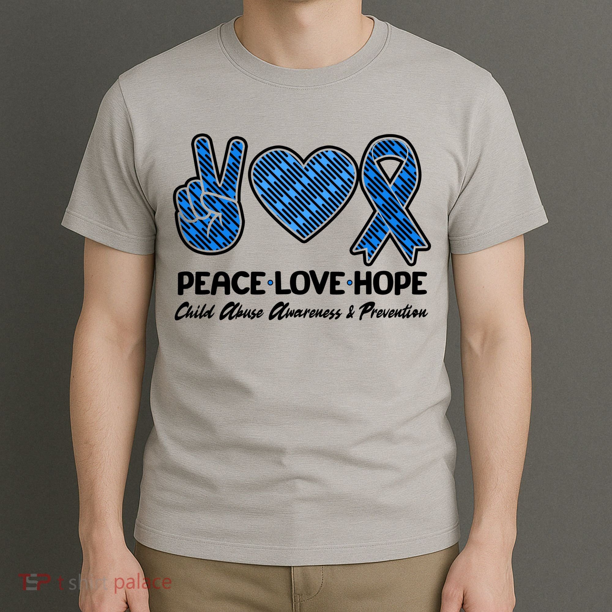 Peace Love Hope Child Abuse Awareness and Prevention T-Shirt