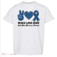 Peace Love Hope Child Abuse Awareness and Prevention Toddler T-Shirt thumb 0