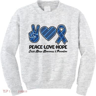 Peace Love Hope Child Abuse Awareness and Prevention Kids Sweatshirt