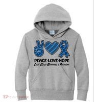 Peace Love Hope Child Abuse Awareness and Prevention Kids Hoodie thumb 0