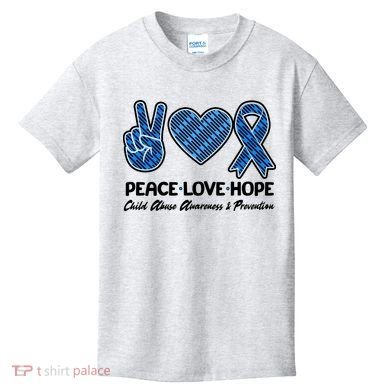 Peace Love Hope Child Abuse Awareness and Prevention Kids T-Shirt