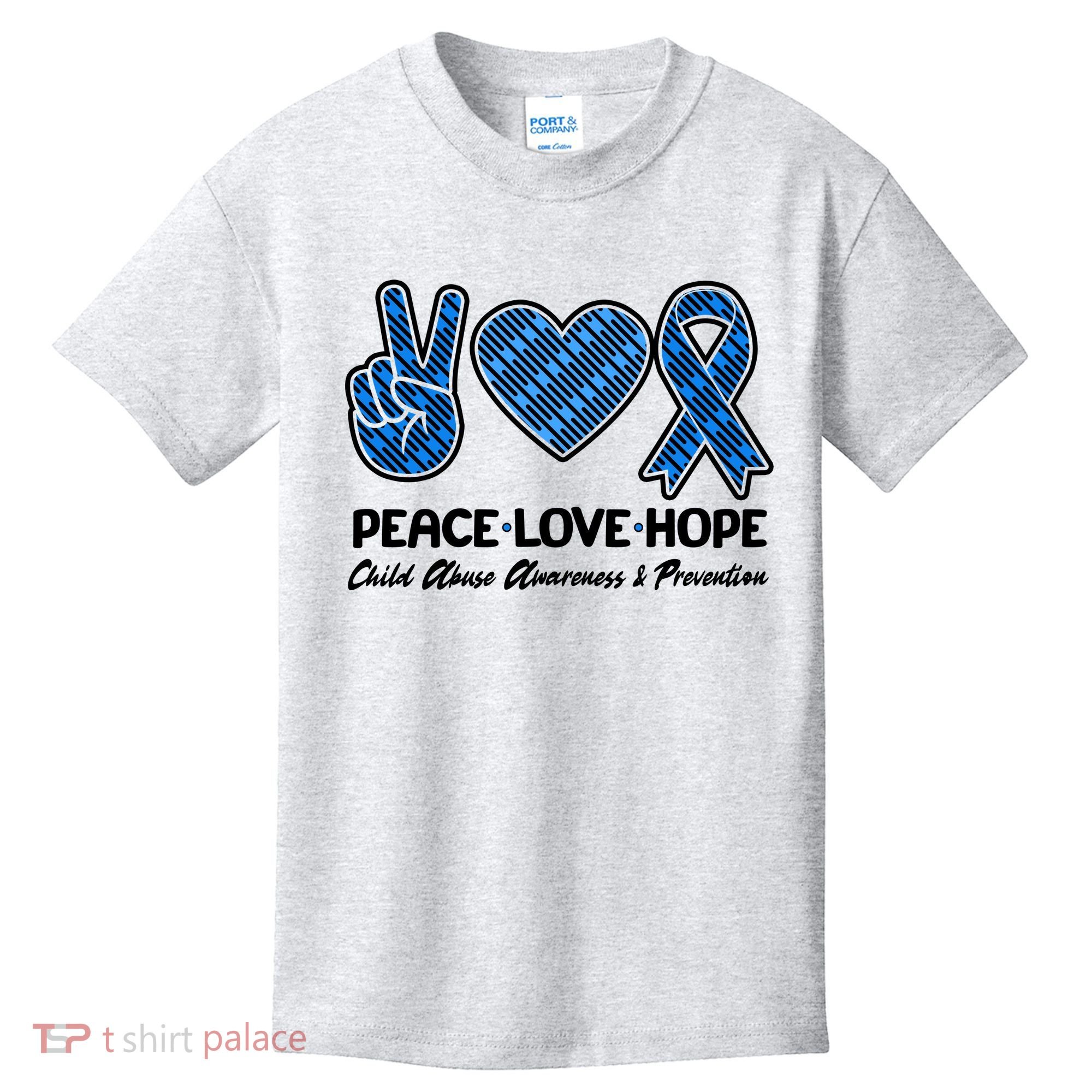 Peace Love Hope Child Abuse Awareness and Prevention Kids T-Shirt