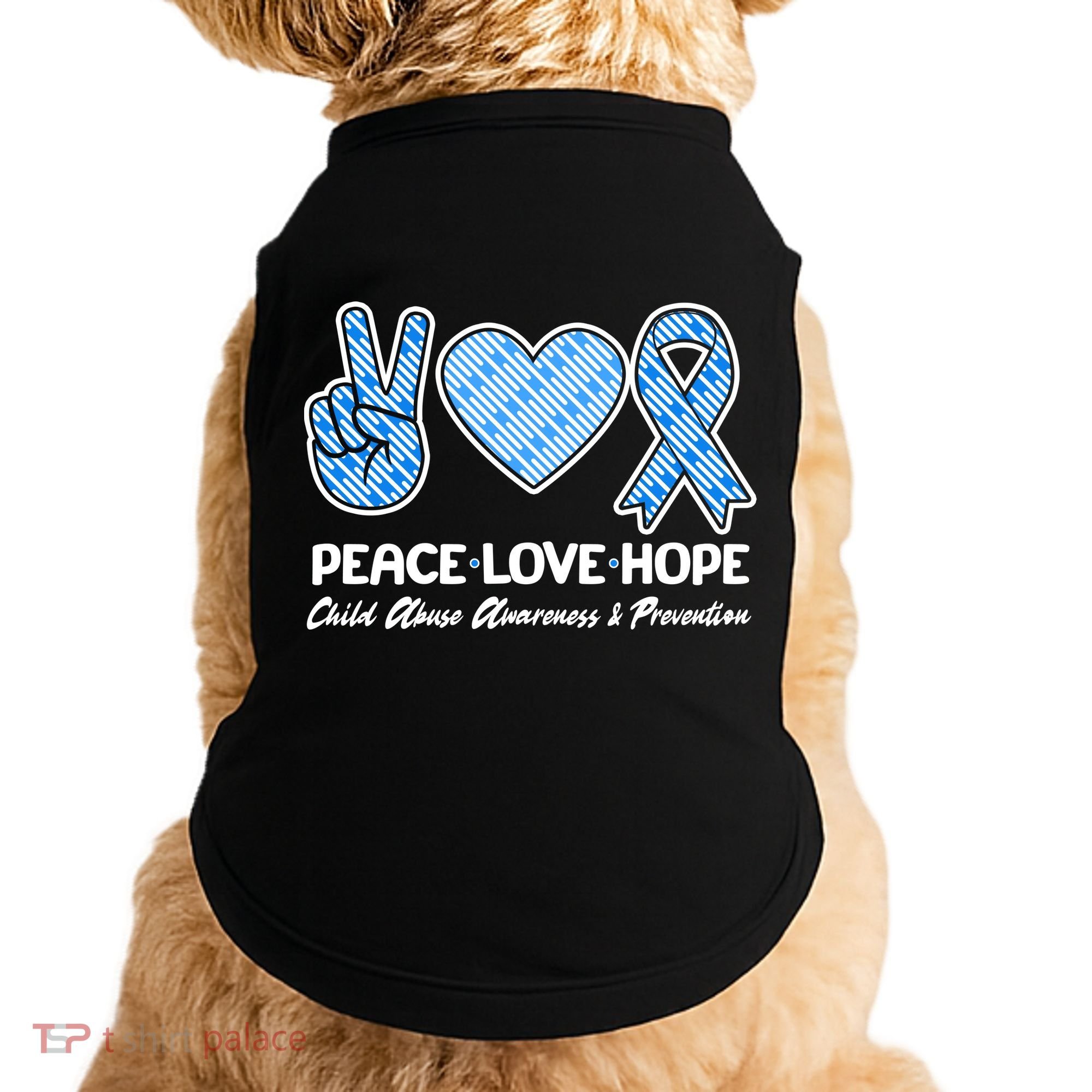 Peace Love Hope Child Abuse Awareness and Prevention Doggie Tank