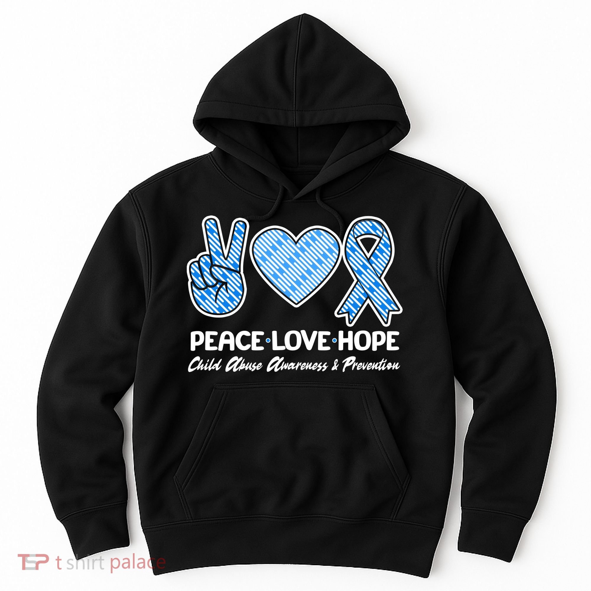 Peace Love Hope Child Abuse Awareness and Prevention Hoodie