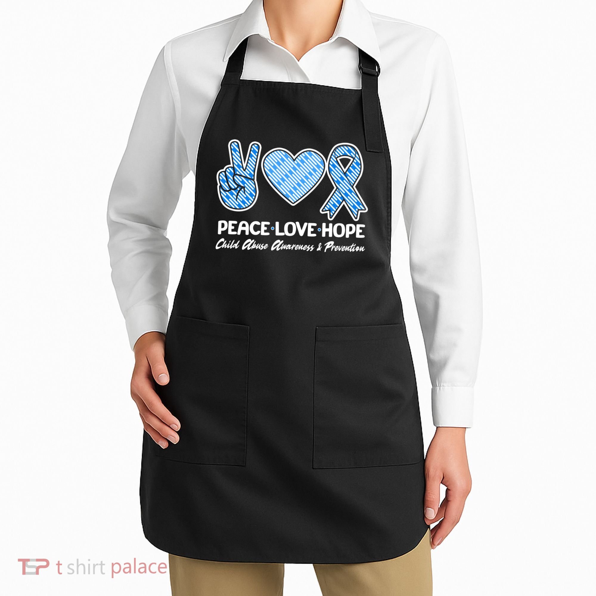 Peace Love Hope Child Abuse Awareness and Prevention Apron